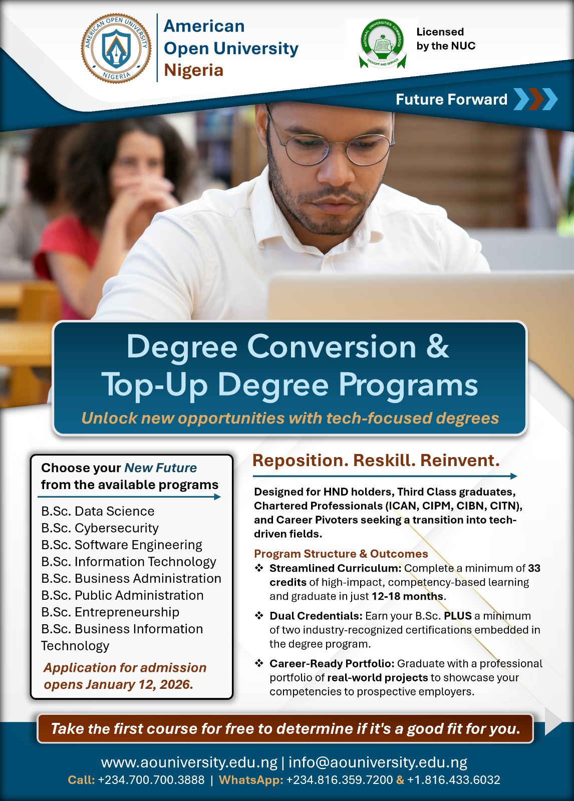 American Open University Nigeria to Resume Degree Conversion and Top-Up Programmes January 12       //KunleOyeleye